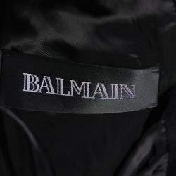 Pre Owned Balmain Black Wool & Cashmere Double Breasted Belted Long Coat M