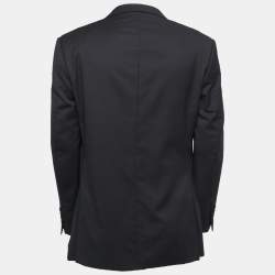 Pre Owned Balmain Navy Blue Wool Button Front Blazer XXL