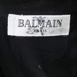 Pre Owned Balmain Navy Blue Wool Button Front Blazer XXL