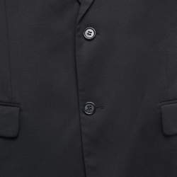 Pre Owned Balmain Navy Blue Wool Button Front Blazer XXL