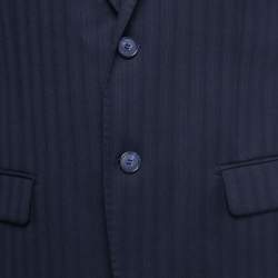 Pre Owned Balmain Navy Blue Wool & Silk Button Front Blazer M