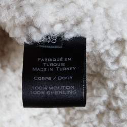 Balmain Brown Shearling Double Breasted Coat M