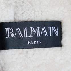 Balmain Brown Shearling Double Breasted Coat M