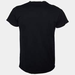 Pre Owned Balmain Black Dragon Printed Cotton Knit Distressed T-Shirt S