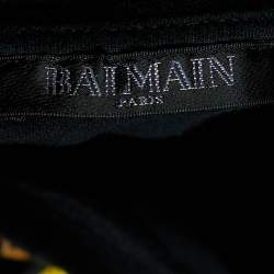 Pre Owned Balmain Black Dragon Printed Cotton Knit Distressed T-Shirt S