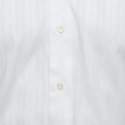 Pre Owned Balmain White Patterned Cotton Full Sleeve Shirt M