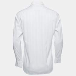Pre Owned Balmain White Patterned Cotton Full Sleeve Shirt M