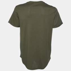 Pre Owned Balmain Olive Green Velvet Coin Logo Crewneck T-Shirt XXL