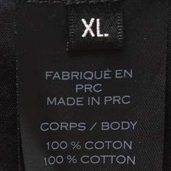 Pre Owned Balmain Black Logo Patch Cotton Crew Neck Half Sleeve T-Shirt XL