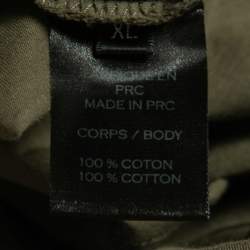 مملوكة مسبقًا Balmain Military Green Cotton Velvet Trim Logo Detail Crew Neck Half Sleeve T-Shirt XL