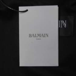 Pre Owned Balmain Red Distressed Leather Moto Biker Jacket L