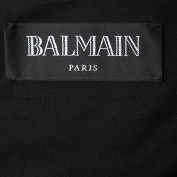 Pre Owned Balmain Red Distressed Leather Moto Biker Jacket L