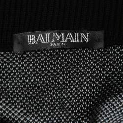 Balmain Monochrome Striped Knit Crew Neck Sweatshirt XS