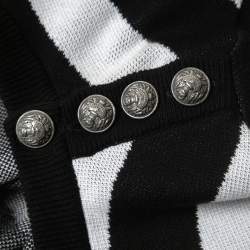 Balmain Monochrome Striped Knit Crew Neck Sweatshirt XS