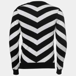 Balmain Monochrome Striped Knit Crew Neck Sweatshirt XS