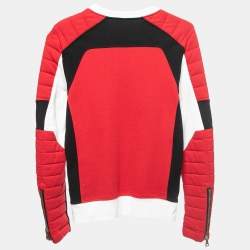 Balmain Red Cotton Quilted Sweatshirt XS