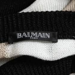 Pre Owned Balmain Black/Beige Knit Rip Detail Union Jack Sweater XS
