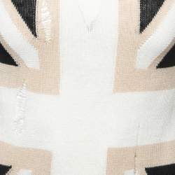 Pre Owned Balmain Black/Beige Knit Rip Detail Union Jack Sweater XS