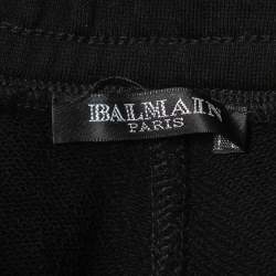 Pre Owned Balmain Black Cotton Contrast Detail Joggers XS