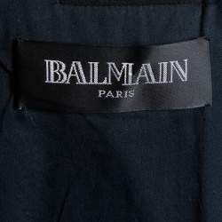 Pre Owned Balmain Black Wool Embellished Lapel Blazer M