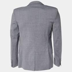 Pre Owned Balmain Grey Wool Open Front Blazer S