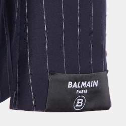 Pre Owned Balmain Navy Blue Pinstriped Wool Double Breasted Blazer L