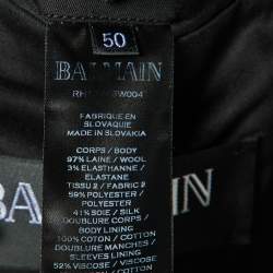 Pre Owned Balmain Navy Blue Wool Contrast Lapel Detail Blazer L