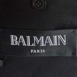Pre Owned Balmain Navy Blue Wool Contrast Lapel Detail Blazer L