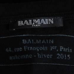 Pre Owned Balmain Black Printed Cotton Knit T-Shirt M