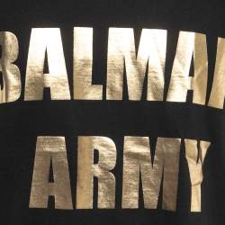 Pre Owned Balmain Black Printed Cotton Knit T-Shirt M
