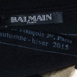 Pre Owned Balmain Black Printed Cotton Knit T-Shirt M