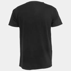 Pre Owned Balmain Black Printed Cotton Knit T-Shirt M