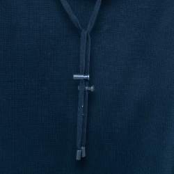 Balmain Navy Blue Cotton Side Stripe Detail Drawstring Yoga Pants XS