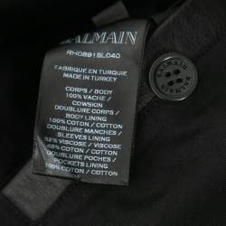 Balmain Black Leather Zip Front Biker Jacket XL