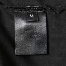 Pre Owned Balmain Black Logo Printed Cotton Knit T-Shirt M