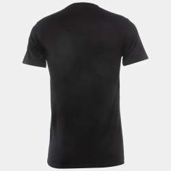 Balmain Black Logo Print Cotton Crew Neck Half Sleeve T-Shirt M