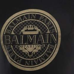Balmain Black Logo Print Cotton Crew Neck Half Sleeve T-Shirt M