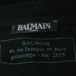 Balmain Black Logo Print Cotton Crew Neck Half Sleeve T-Shirt M