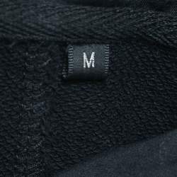 Balmain Black Logo Print Cotton Hooded Sweatshirt M