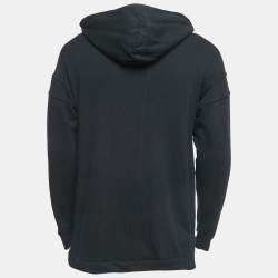 Balmain Black Logo Print Cotton Hooded Sweatshirt M