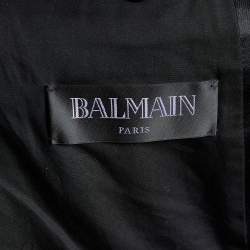 Pre Owned Balmain Black Silk Satin Double Breasted Blazer M