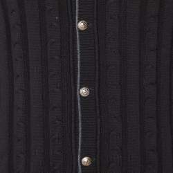 Balmain Black Ribbed Knit Button Front Cardigan M