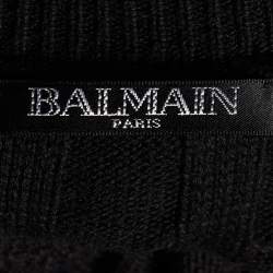 Balmain Black Ribbed Knit Button Front Cardigan M