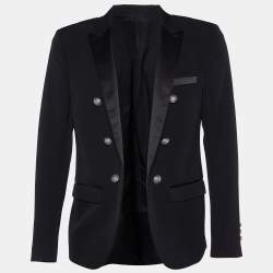 Balmain Black Wool Smoking Jacket L