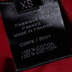 Balmain Red Logo Print Cotton Crew Neck T-Shirt XS