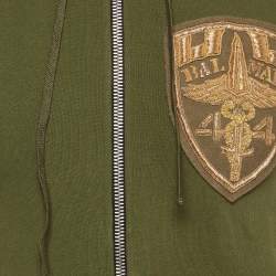 Pre Owned Balmain Green Metallic Applique Cotton Knit Sleeveless Hoodie XS