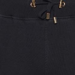 Balmain Black Logo Print Cotton Zip Detail Joggers 2XL