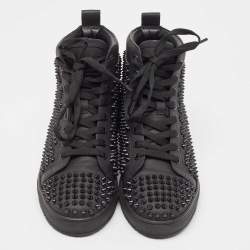 Balmain Black Leather Studded High Top Sneakers Size 40