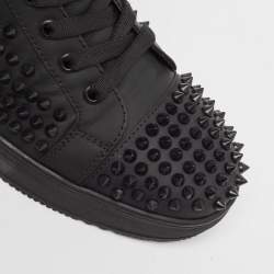 Balmain Black Leather Studded High Top Sneakers Size 40