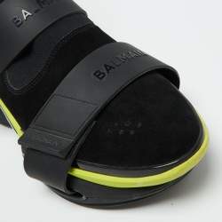 Balmain Black Suede and Knit Fabric B Bold High Slip On Sneakers Size 44